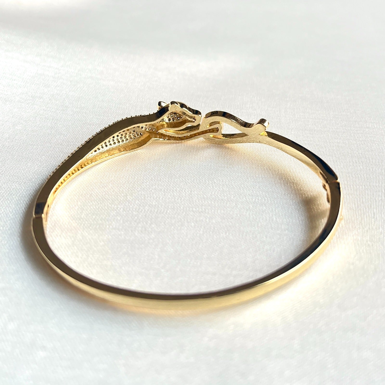 Jewel Treatzz Gorgeous Gold Plated Panthar Bracelet With Paved CZ's