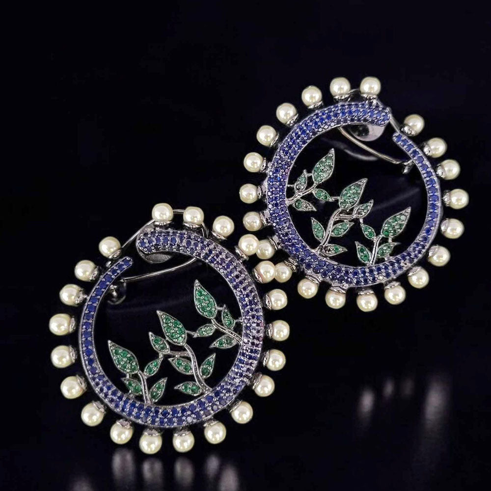 Jewel Treatzz Sparkling Austrian Stone And Pearl Studs Earrings (Pack of 5)