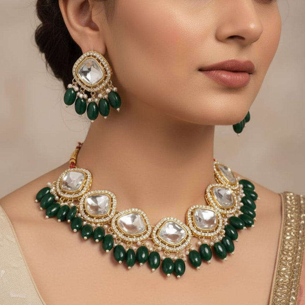 Naitika Arts Luxury Kundan Stone And Beads Necklace Set