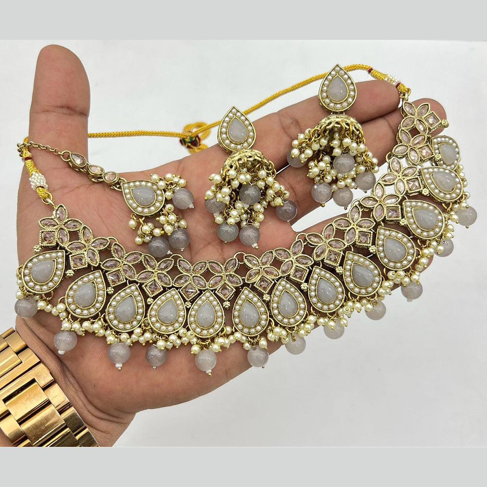 Shree Chamunda Jewellers Gold Plated Crystal Stone And Beads Necklace Set