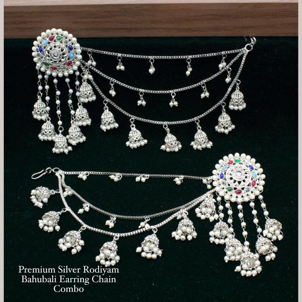 Shree Chamunda Jewellers Gold Plated Crystal Stone And Beads Kanchain Jhumki Earrings