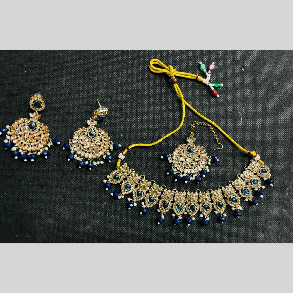 Shree Chamunda Jewellers Gold Plated Crystal Stone And Beads Necklace Set