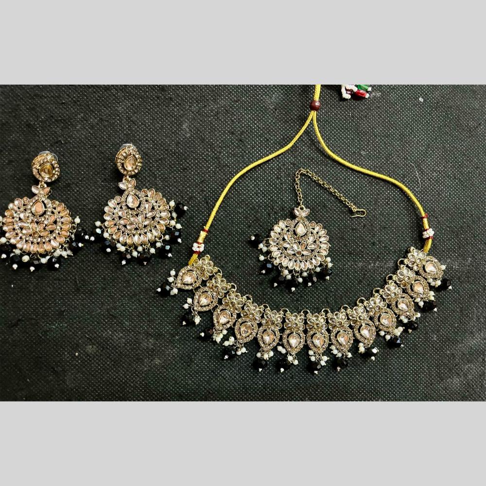 Shree Chamunda Jewellers Gold Plated Crystal Stone And Beads Necklace Set