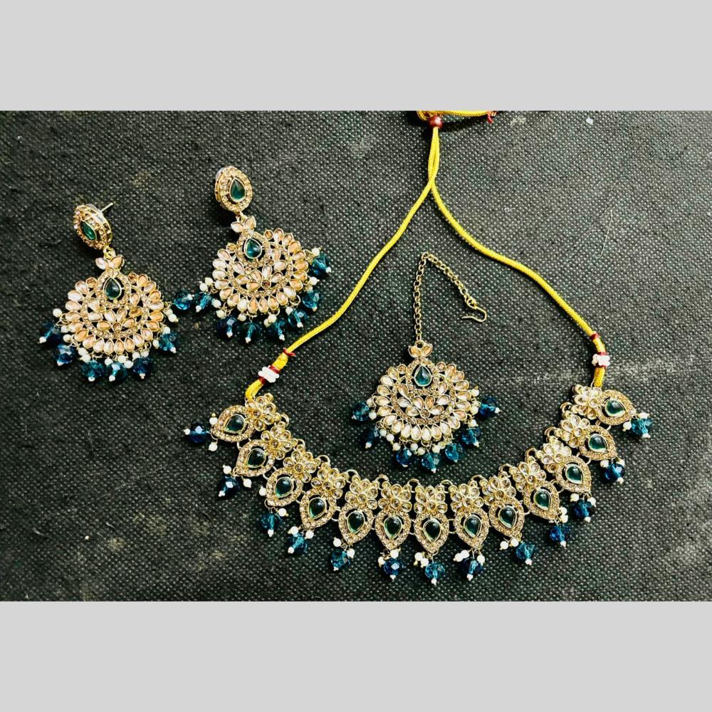 Shree Chamunda Jewellers Gold Plated Crystal Stone And Beads Necklace Set