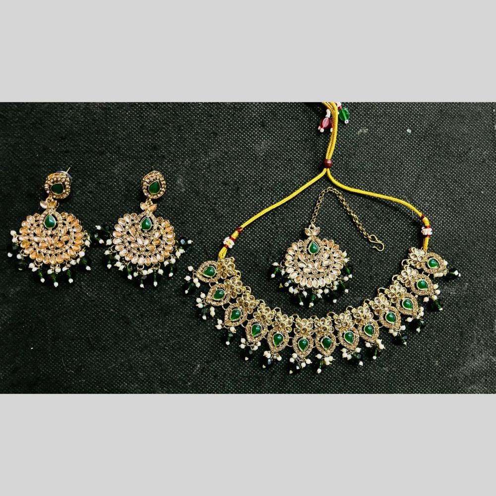 Shree Chamunda Jewellers Gold Plated Crystal Stone And Beads Necklace Set