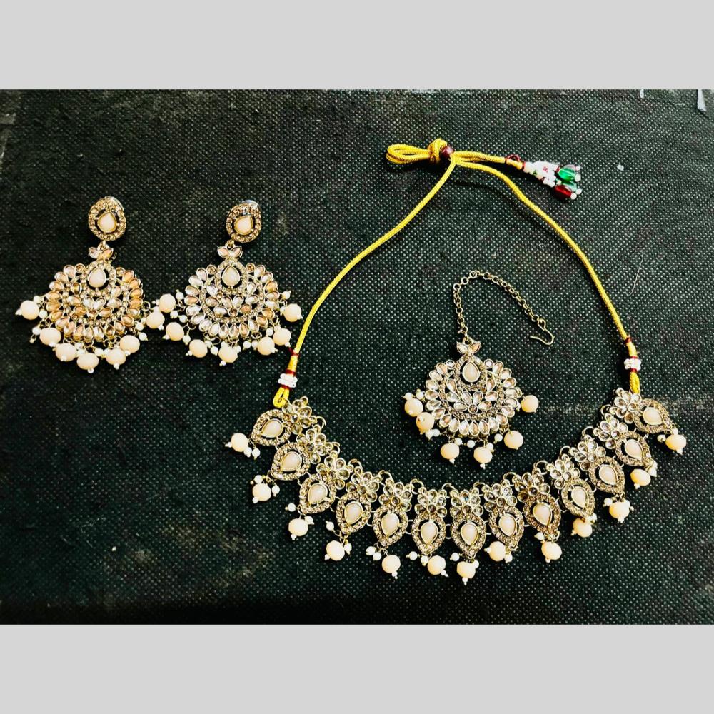 Shree Chamunda Jewellers Gold Plated Crystal Stone And Beads Necklace Set