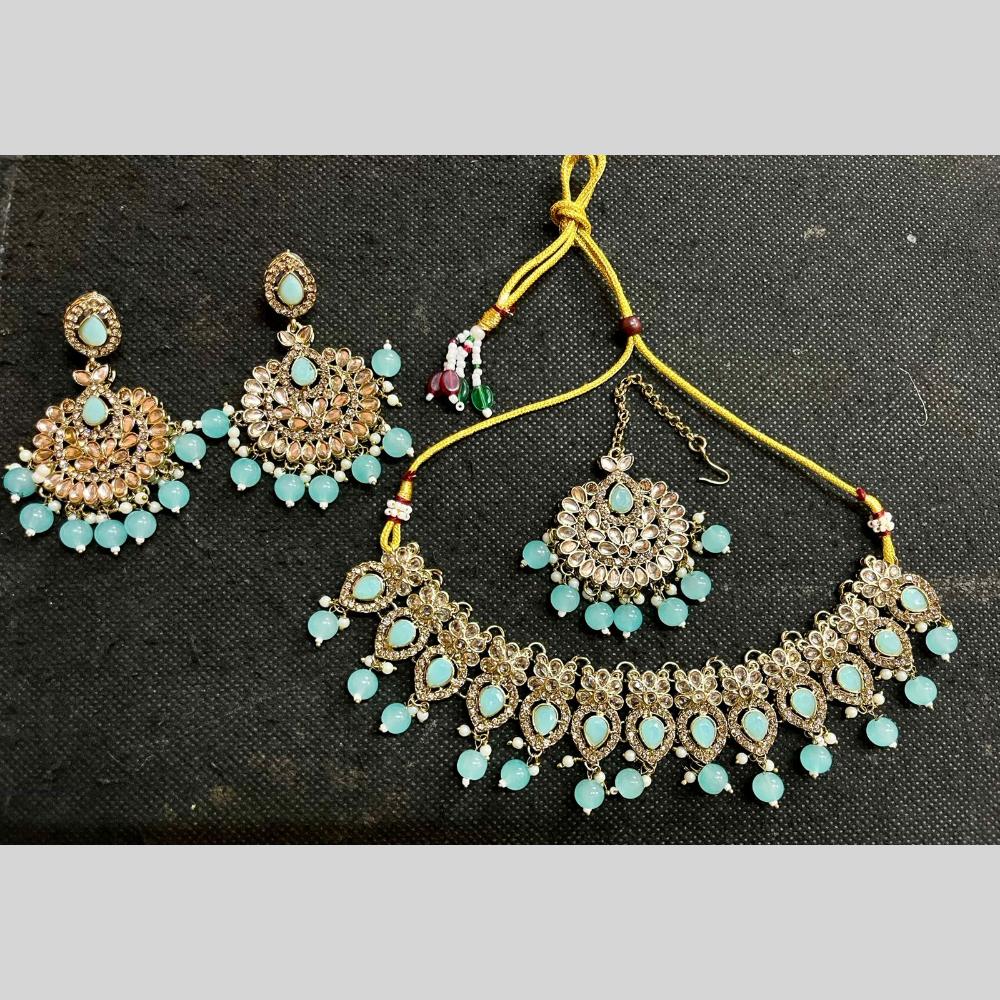 Shree Chamunda Jewellers Gold Plated Crystal Stone And Beads Necklace Set