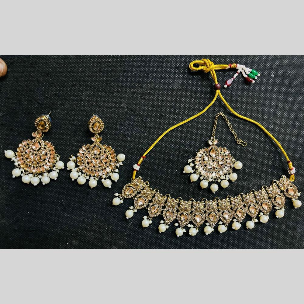 Shree Chamunda Jewellers Gold Plated Crystal Stone And Beads Necklace Set