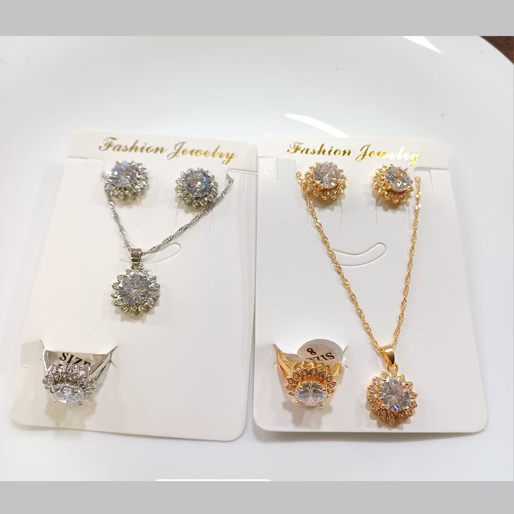 Tarohi Jewels Crystal Stone Chain Pendant Set