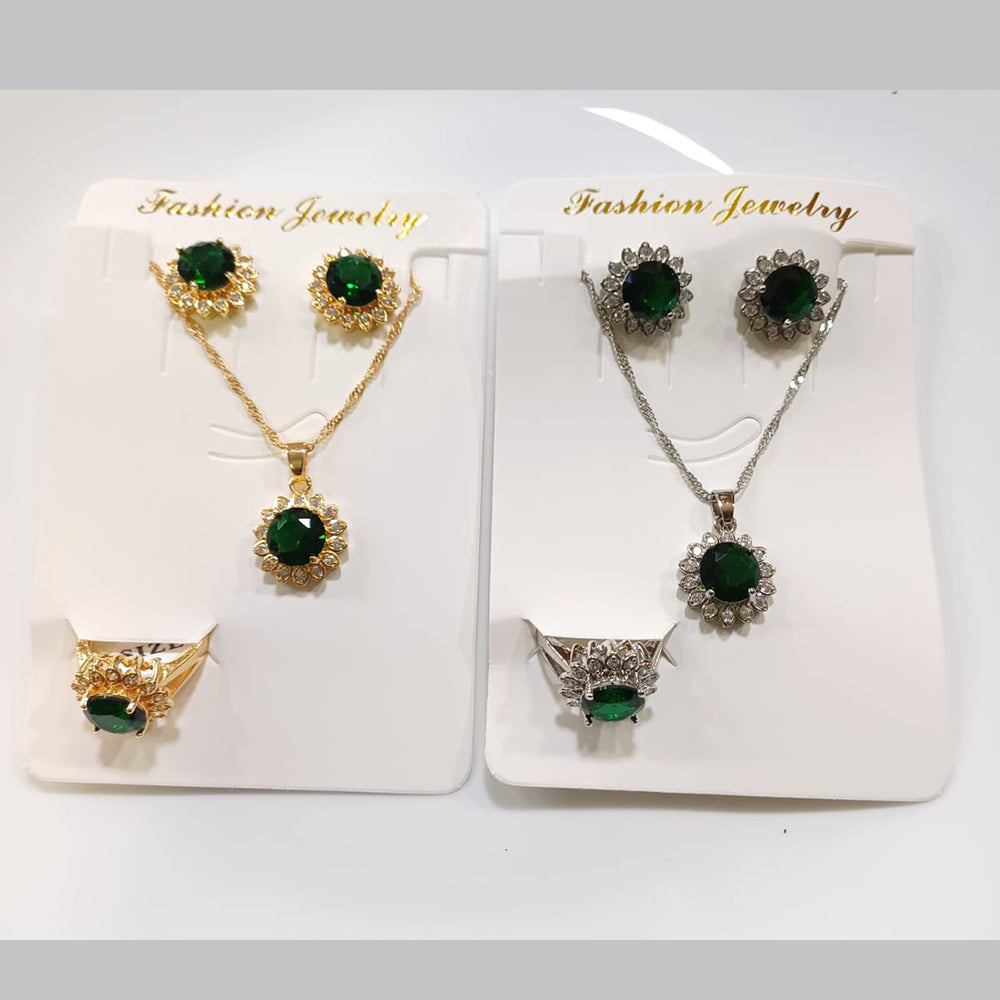 Tarohi Jewels Crystal Stone Chain Pendant Set