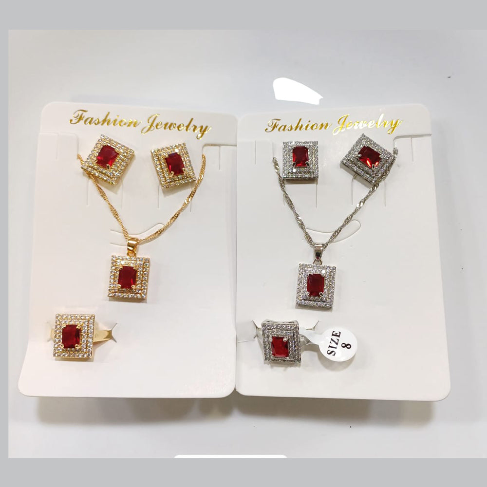 Tarohi Jewels Crystal Stone Chain Pendant Set