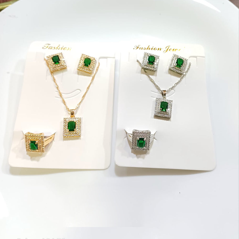 Tarohi Jewels Crystal Stone Chain Pendant Set