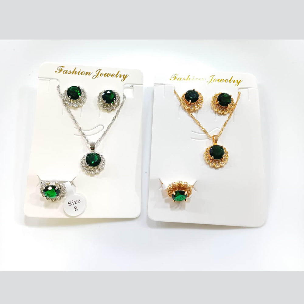 Tarohi Jewels Crystal Stone Chain Pendant Set