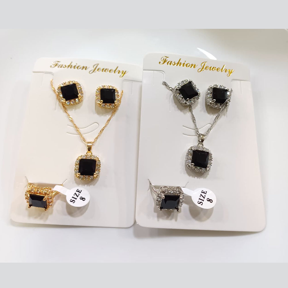 Tarohi Jewels Crystal Stone Chain Pendant Set