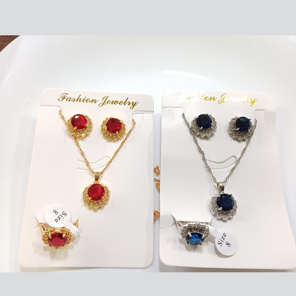 Tarohi Jewels Crystal Stone Chain Pendant Set