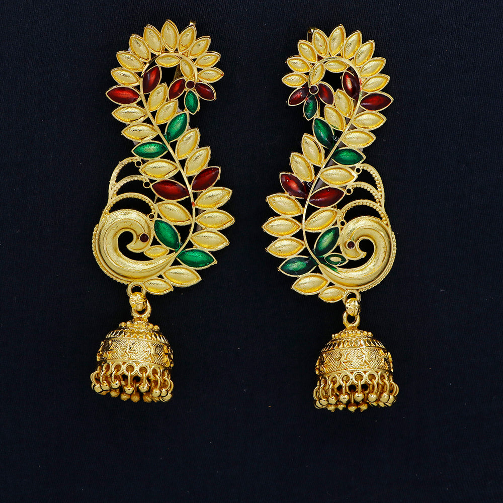 Mahavir Gold Plated Ear Cuff Jhumki Earrings