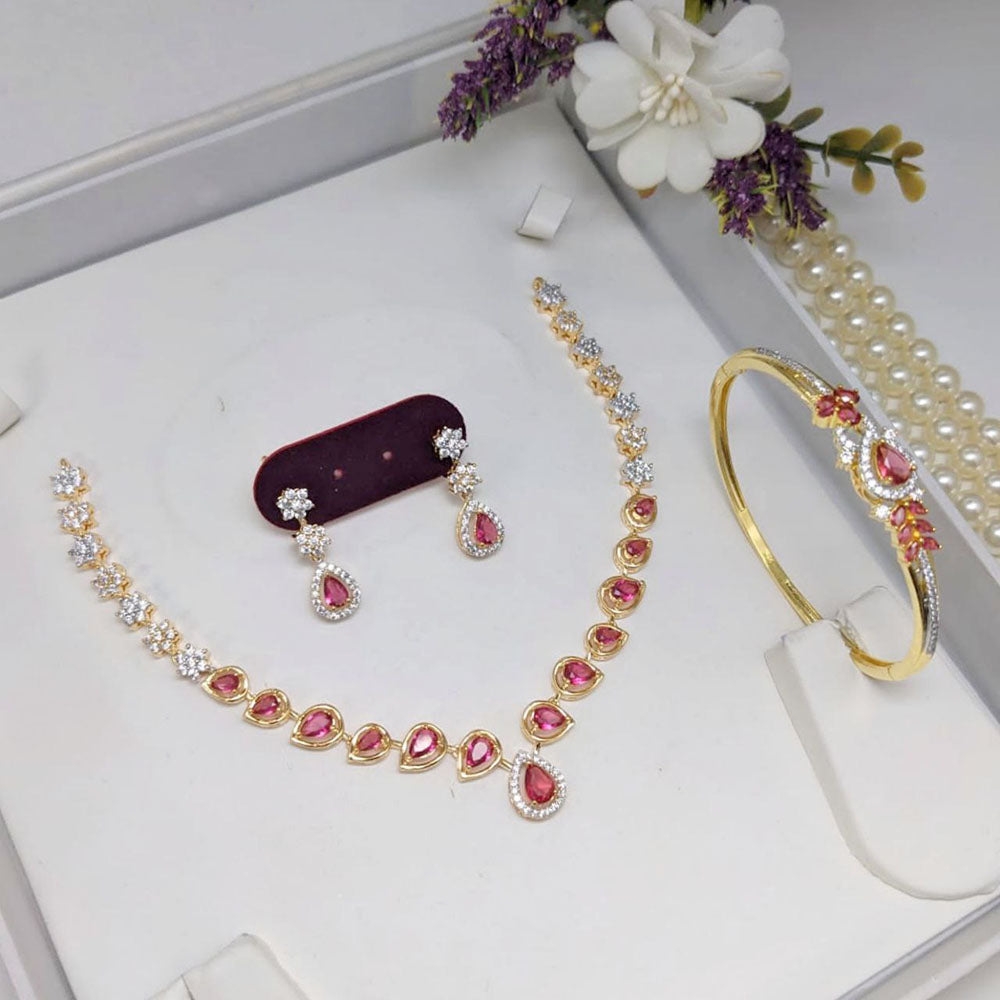 Aamrapali Gold Plated American Diamond Combo Set