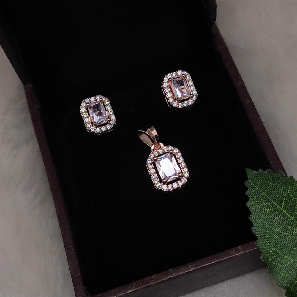 Aamrapali Elegant Square Shape Austrian Stone Pendant Set
