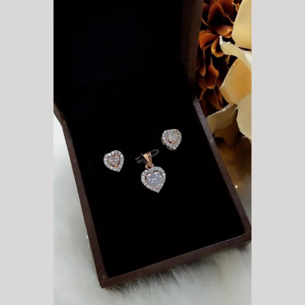 Aamrapali Elegant Heart Shape Austrian Stone Pendant Set