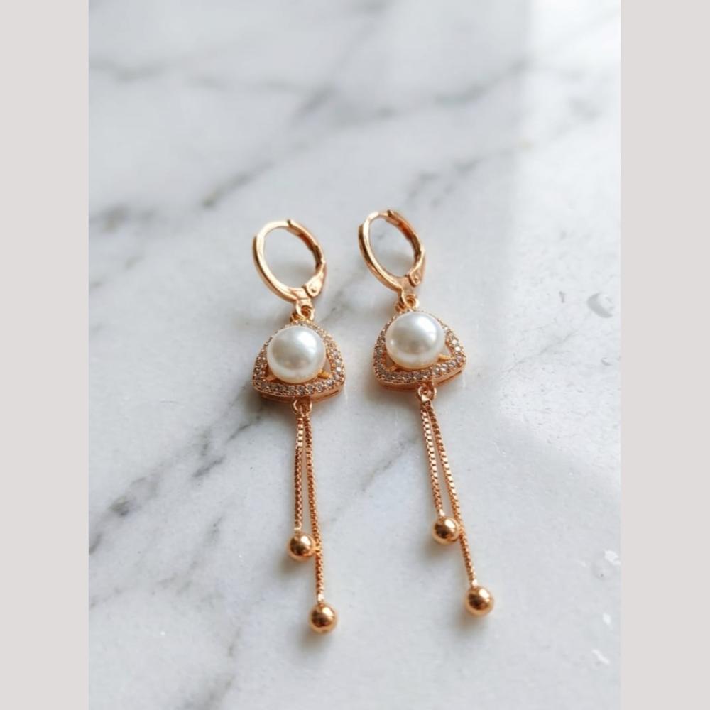 Aamrapali Modern Minimalist Austrian Stone And Pearl Dangler Bali Earrings