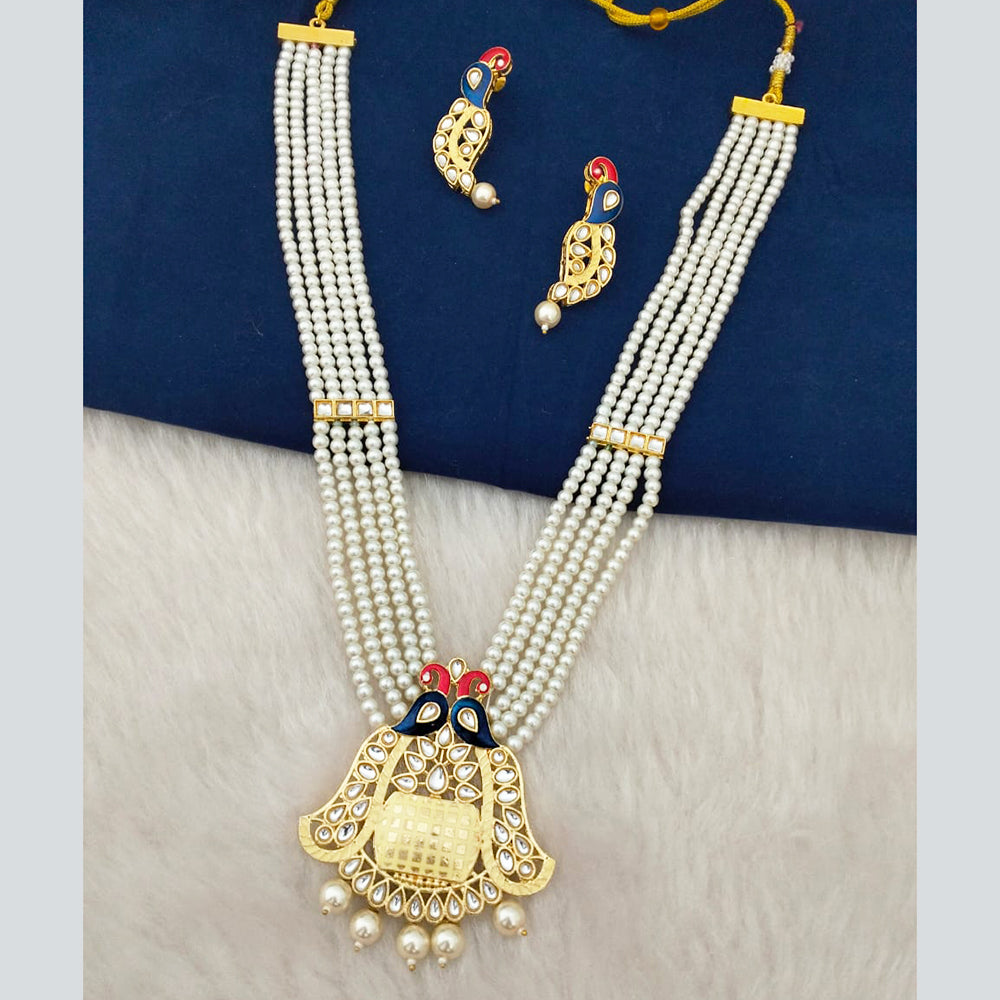 Marudhar Creations Gold Plated Kundan And Beads Necklace Set