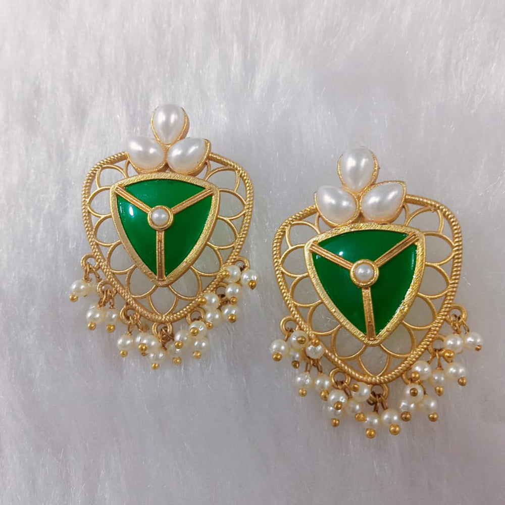 Marudhar Creations Gold Plated Matte Finish Dangler Earrings