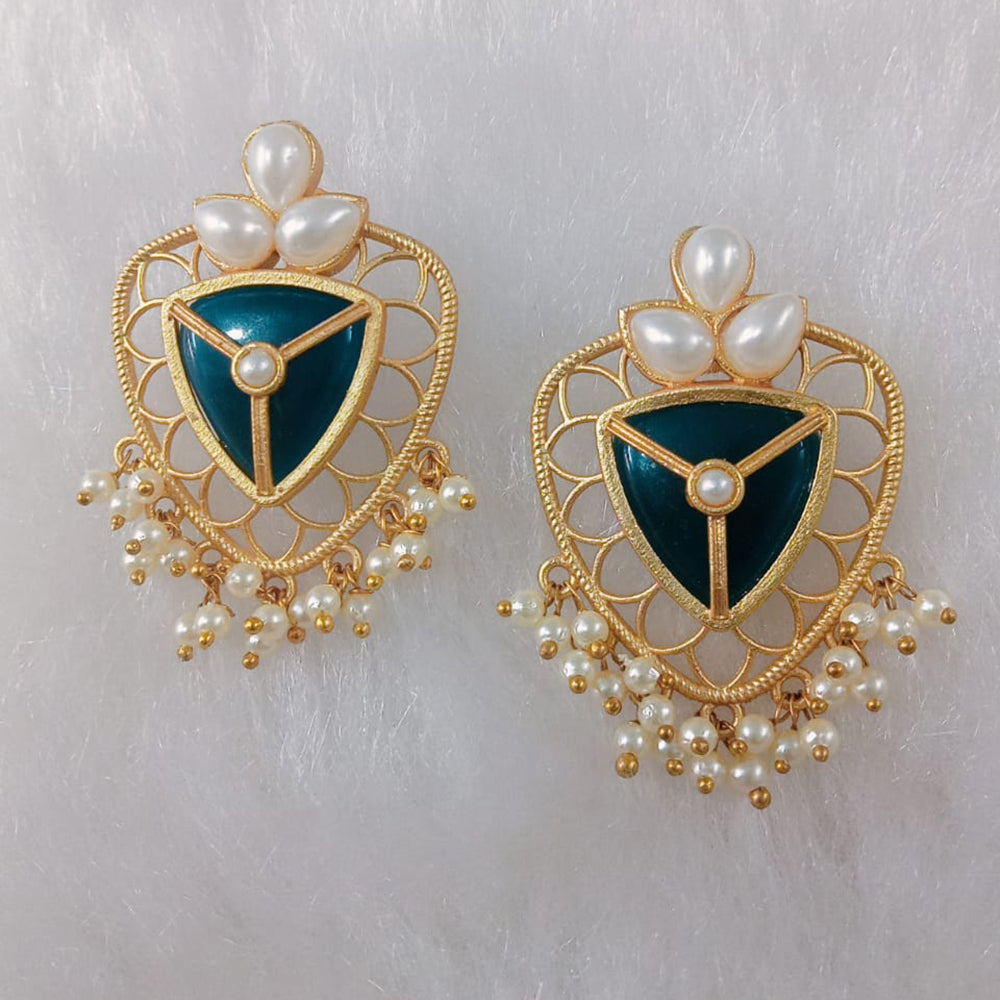 Marudhar Creations Gold Plated Matte Finish Dangler Earrings
