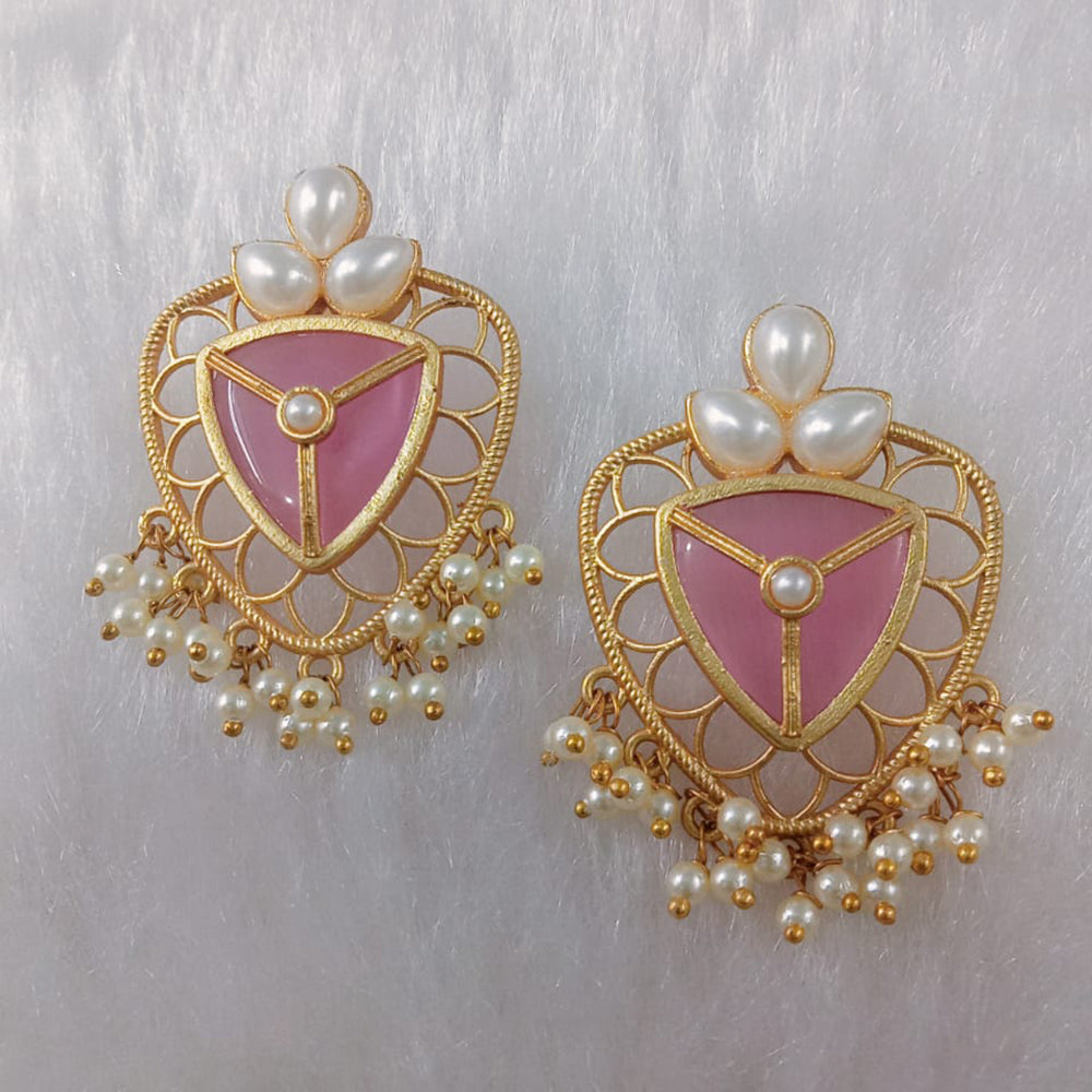 Marudhar Creations Gold Plated Matte Finish Dangler Earrings