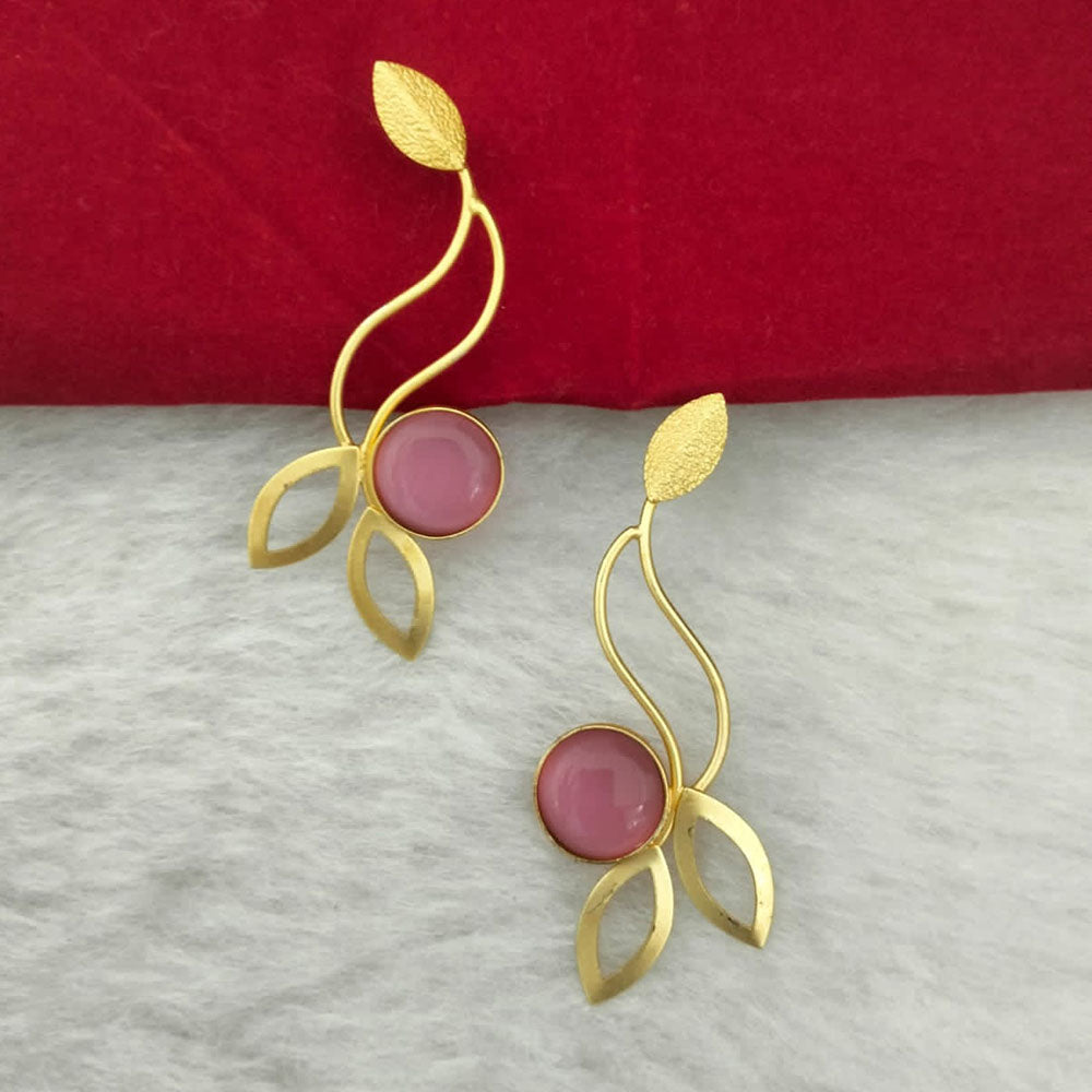 Marudhar Creations Gold Plated Matte Finish Dangler Earrings