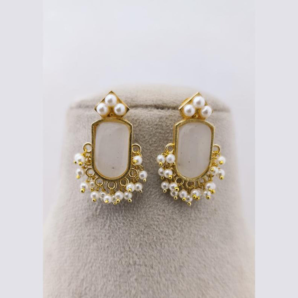 Marudhar Creations Pota Stone Pearl Earrings
