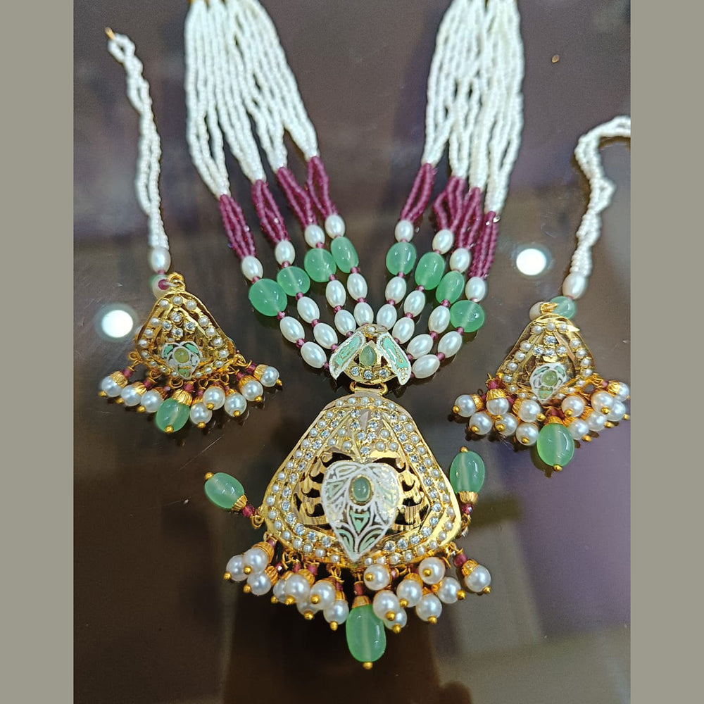 Everlasting Jadau Gold Plated Austrian Stone And Pearl Necklace Set