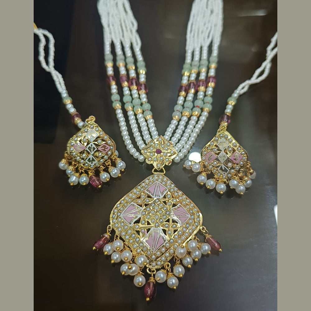 Everlasting Jadau Gold Plated Austrian Stone And Pearl Necklace Set