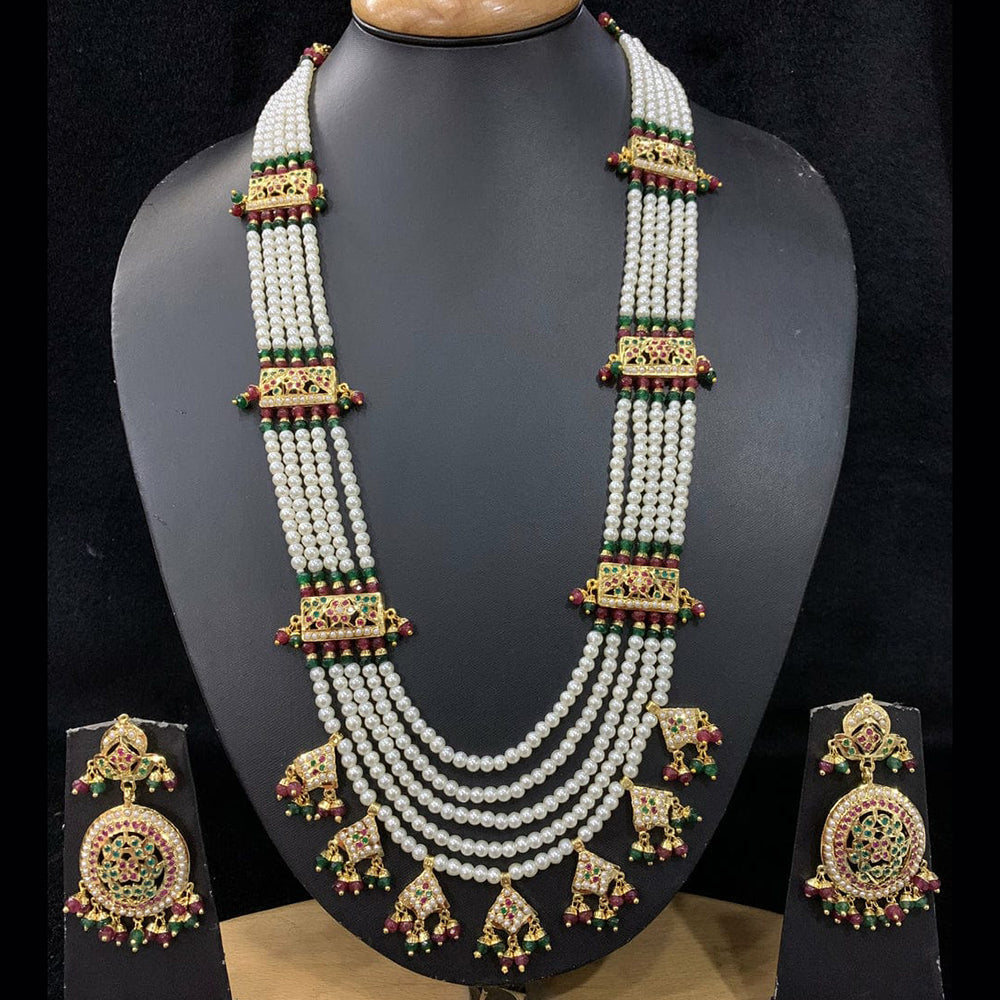 Everlasting Jadau Gold Plated Austrian Stone And Pearl Necklace Set