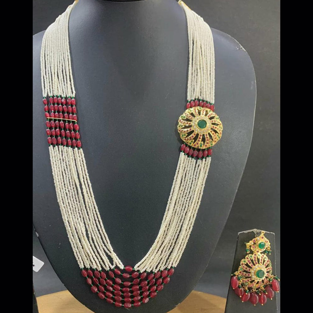 Everlasting Jadau Gold Plated Austrian Stone And Pearl Necklace Set