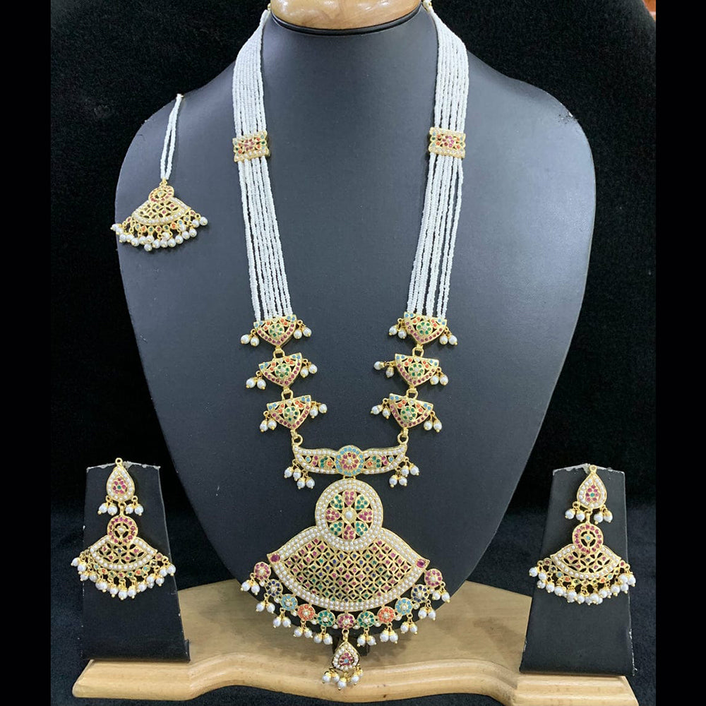 Everlasting Jadau Gold Plated Austrian Stone And Pearl Necklace Set
