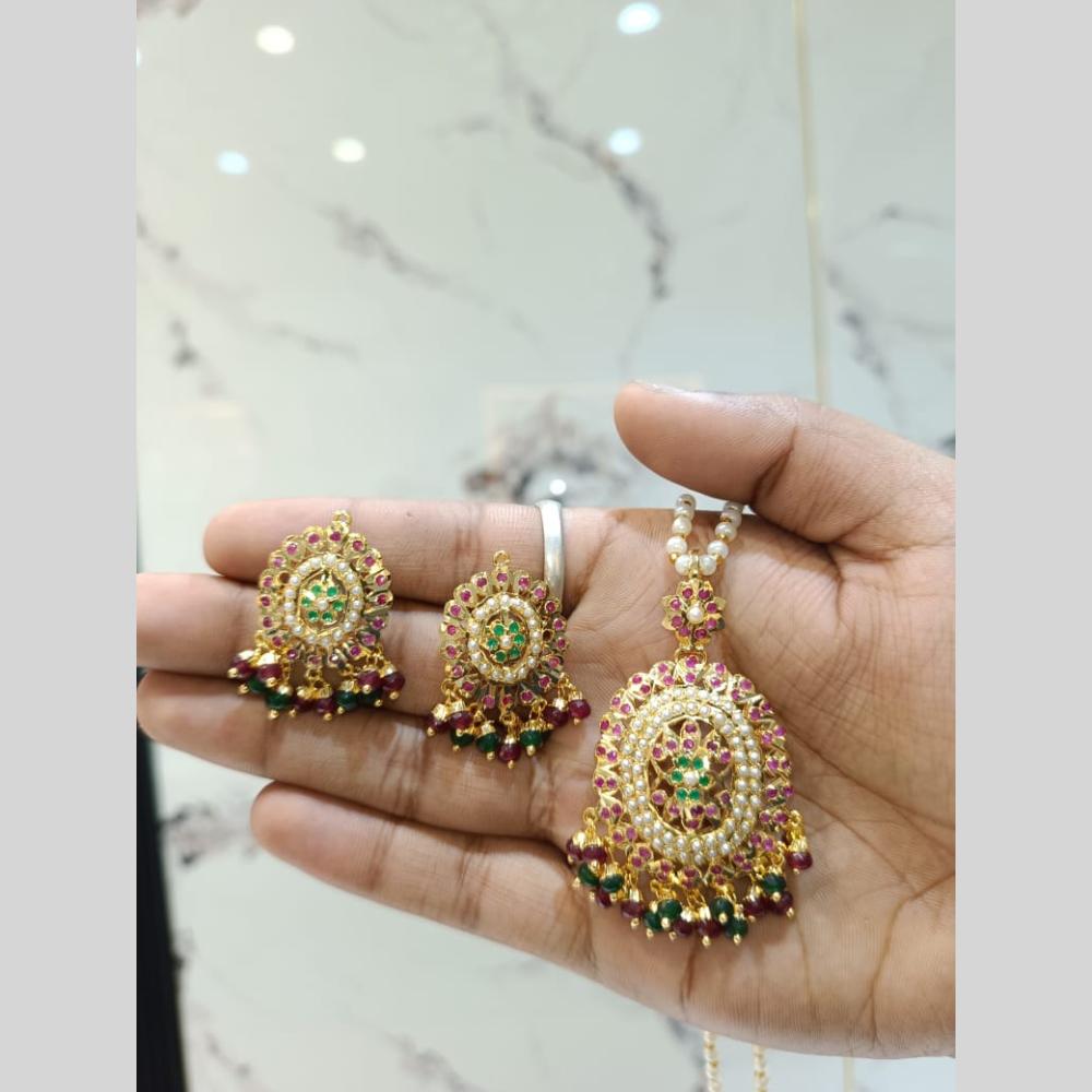 Everlasting Jadau Gold Plated Pearl Jadau Chain Pendent Set