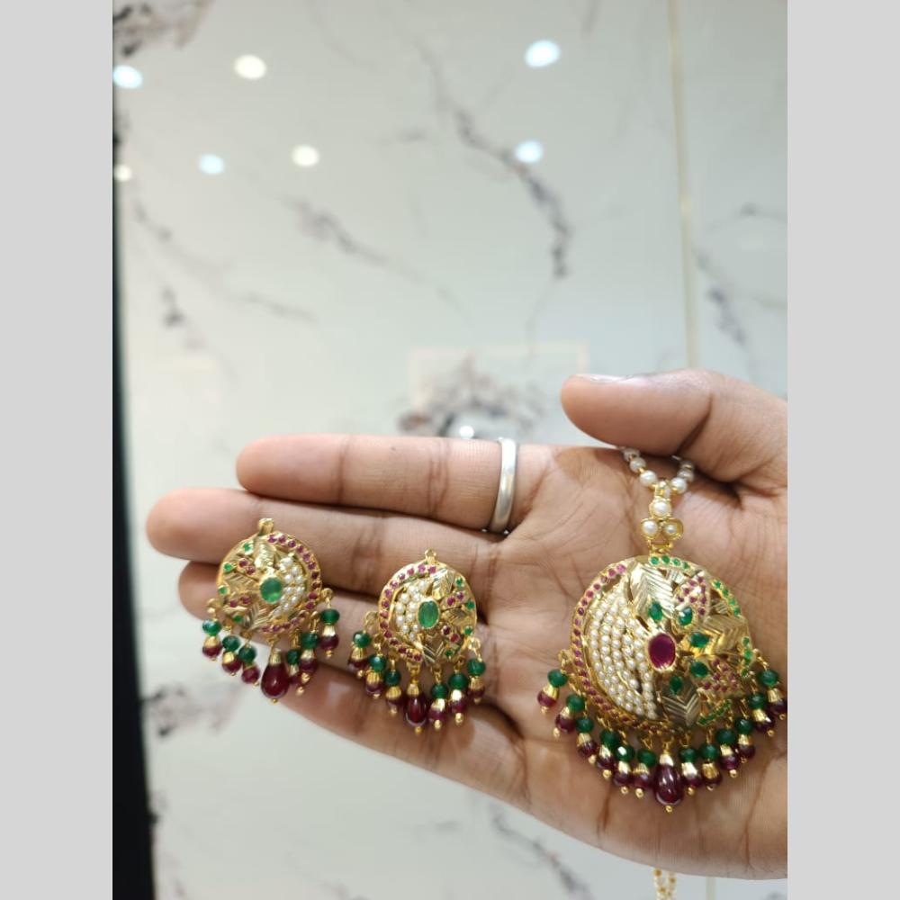 Everlasting Jadau Gold Plated Pearl Jadau Chain Pendent Set