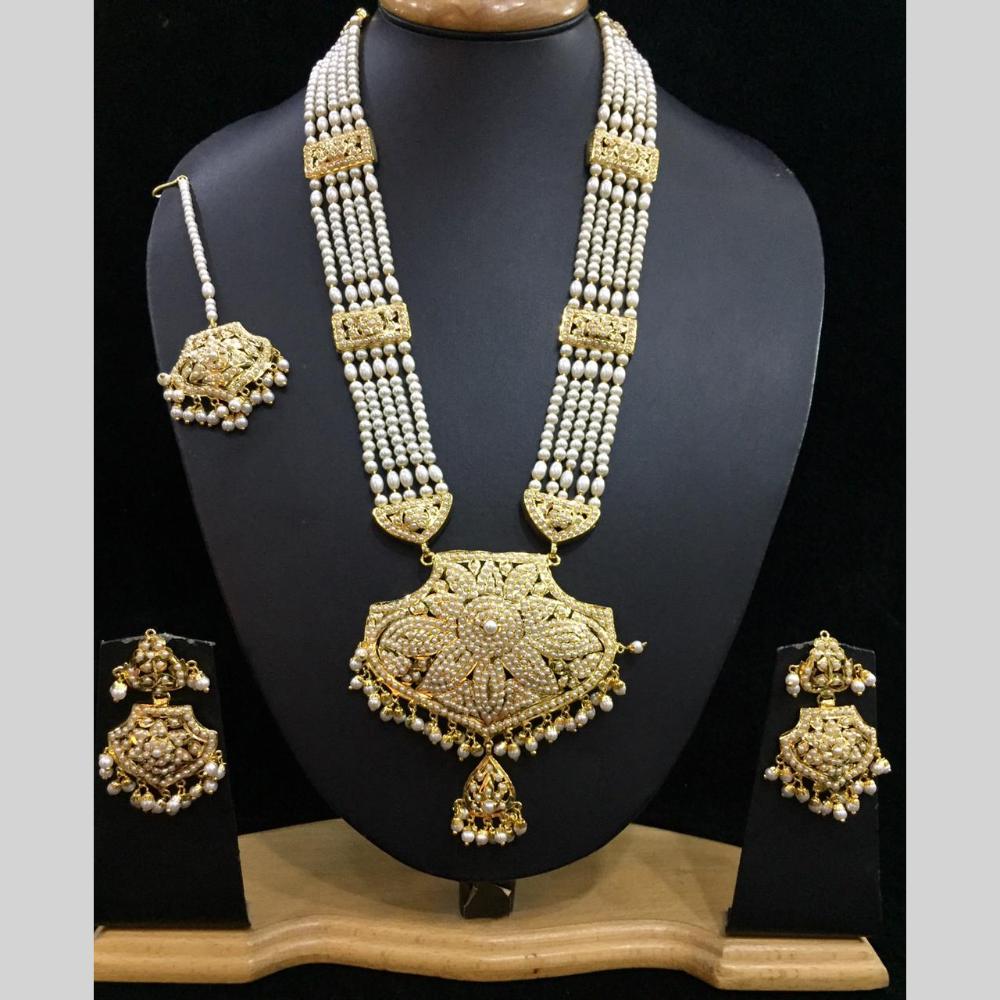 Everlasting Jadau Gold Plated Pearl Long Necklace Set