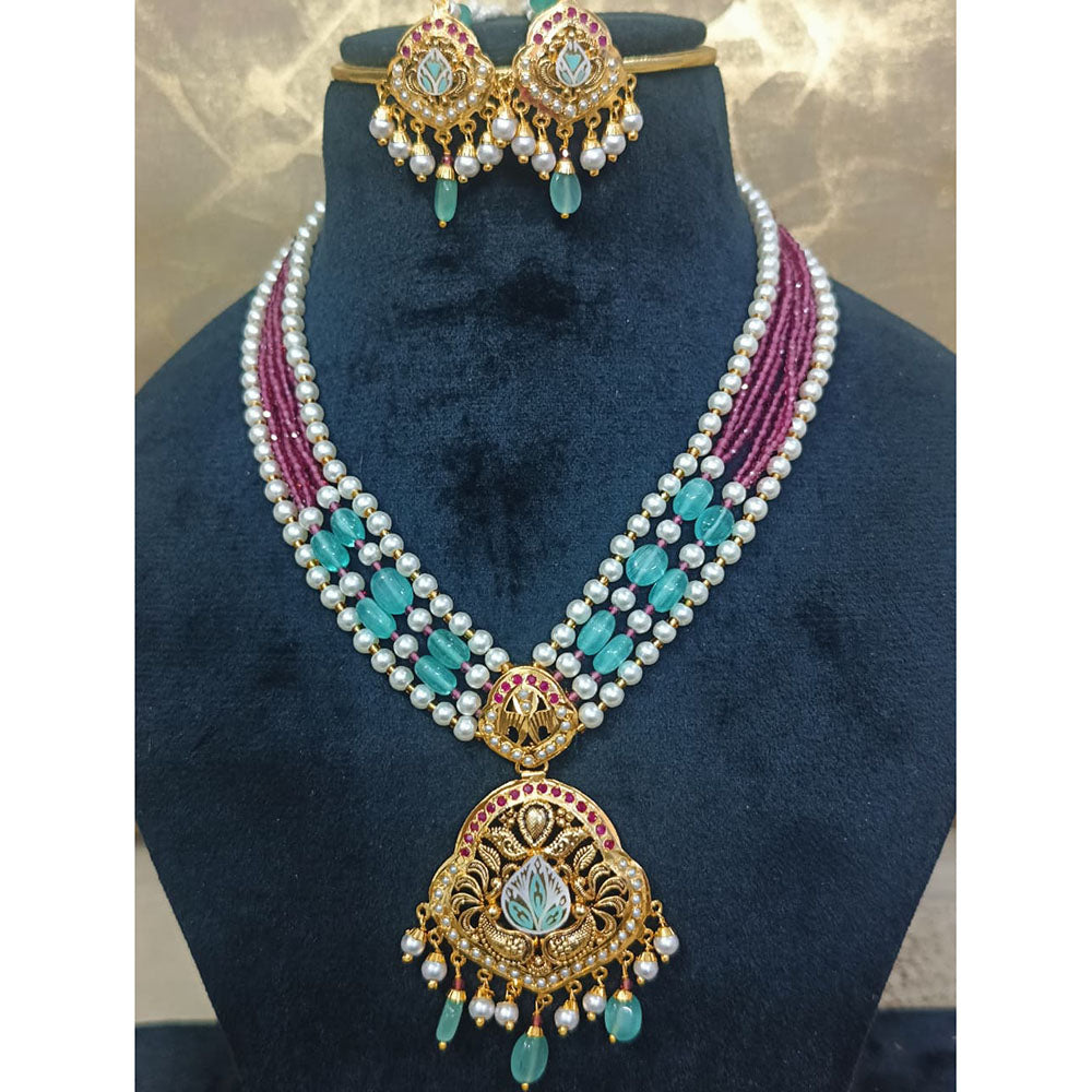 Everlasting Jadau Royal Meenakari And Pearl Jadau Necklace Set
