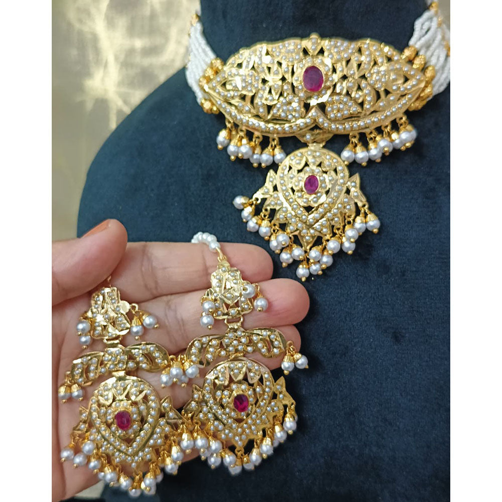 Everlasting Jadau Royal Meenakari And Pearl Jadau Necklace Set