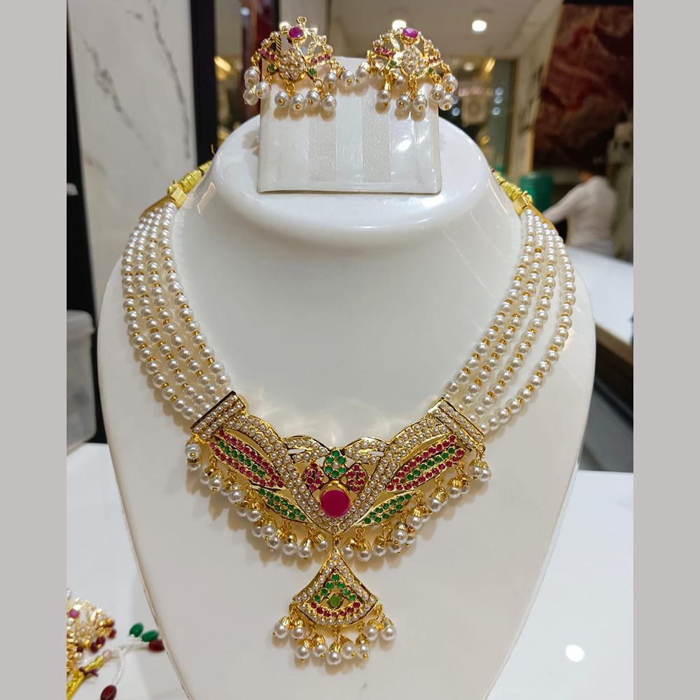Everlasting Jadau Royal Pota Stone And Pearl Choker Jadau Necklace Set