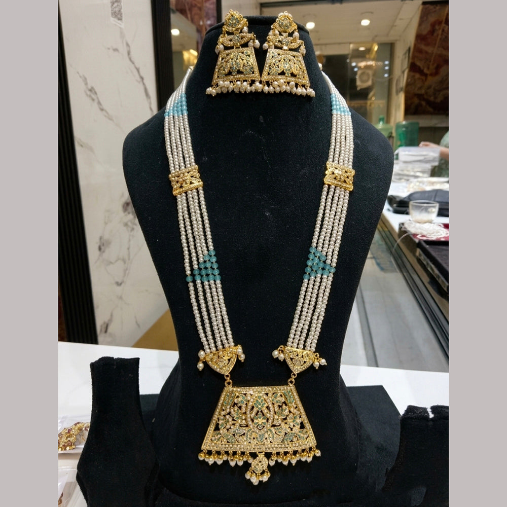 Everlasting Jadau Royal Pota Stone And Pearl Long Jadau Necklace Set