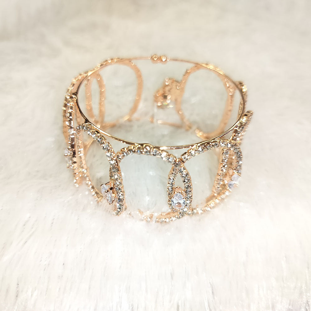 Abhinandan  Rose Gold Plated  Austrian Stone Openable Bangle