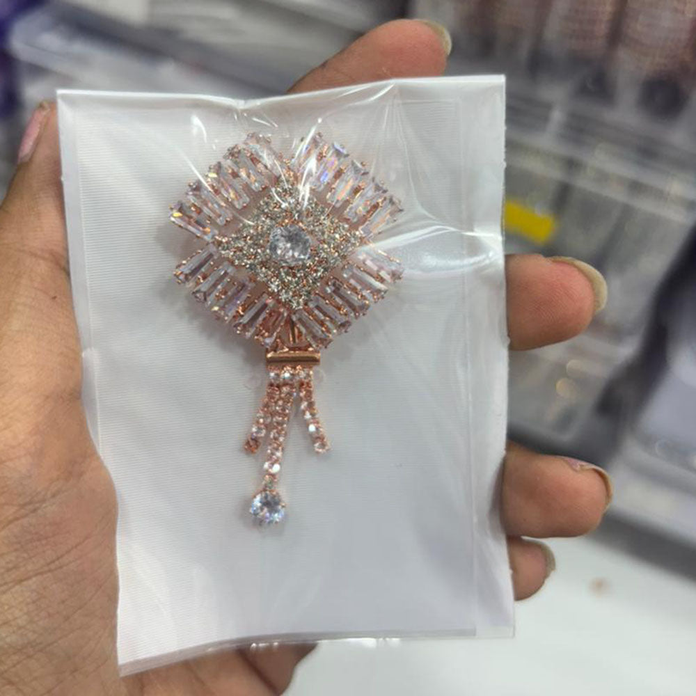 Abhinandan Glam Austrian Stone Wedding Wear Brooch