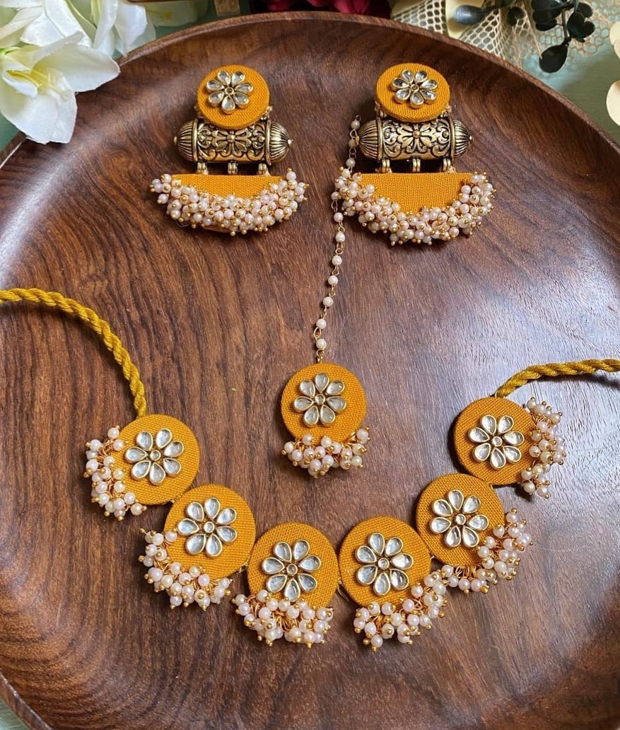 Handmade For Her Handmade Kundan Stone Choker Necklace With Earrings For Women