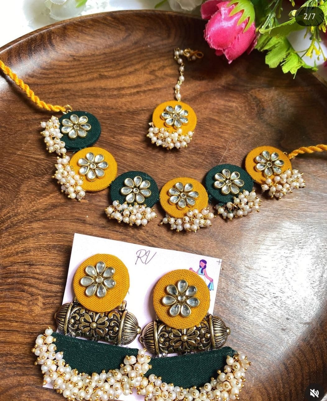 Handmade For Her Handmade Kundan Stone Choker Necklace With Earrings For Women