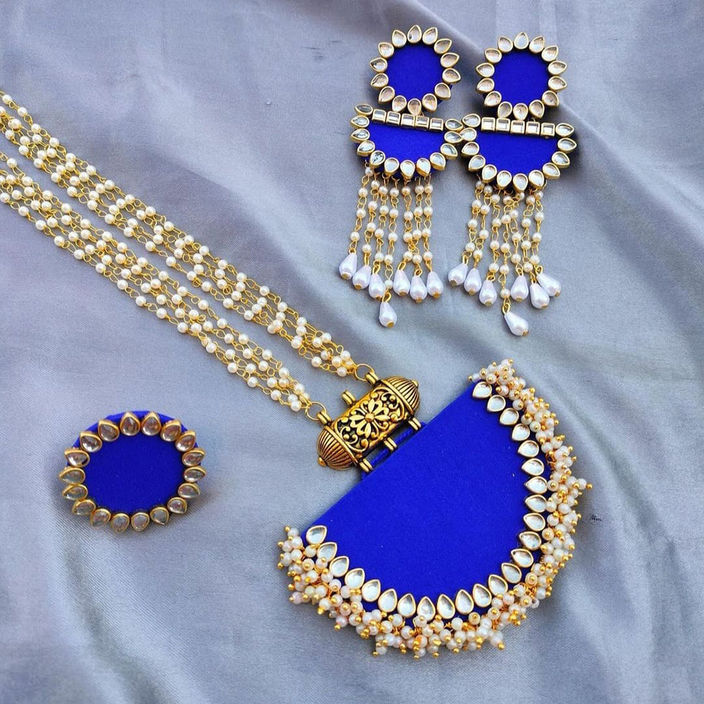 Handmade For Her Gold Plated Pearl Handmade Necklace Set