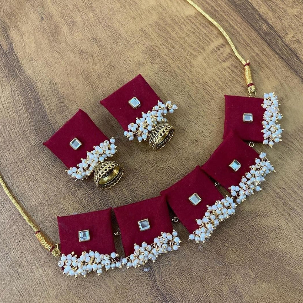 Handmade For Her Gold Plated Pearl Handmade Necklace Set