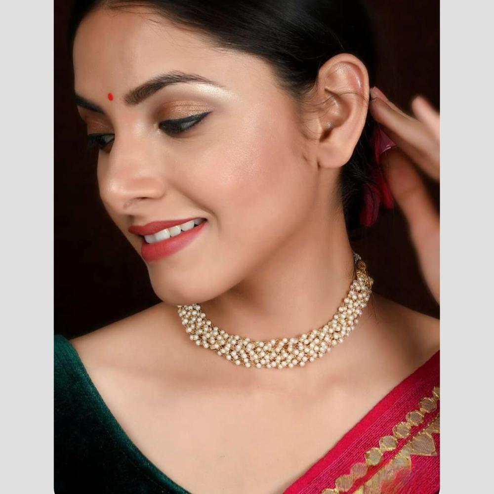 Handmade For Her Handmade Multi-Layer Pearl Choker Necklace | Traditional Ethnic Bridal Jewelry for Women