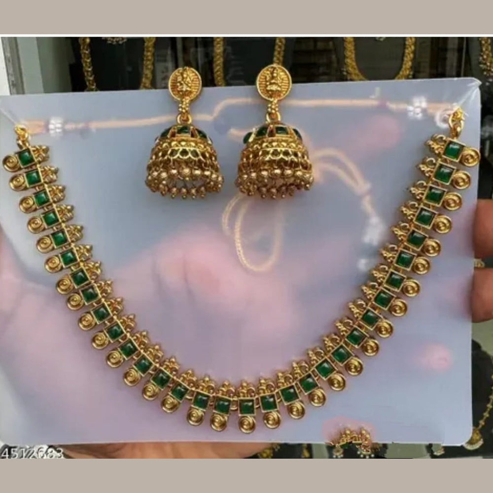 Joyful Jewel Art Matte Gold Plated Pota Stone Necklace Set